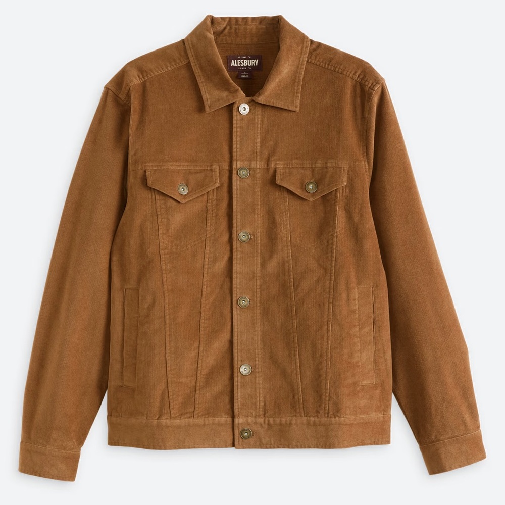 Alesbury Men's Tan Corduroy Trucker Jacket